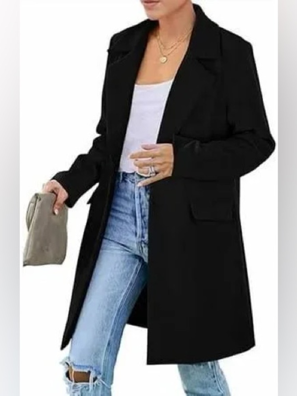 Prettygarden Loose Fit Long Sleeve Blazer Jacket with Lapel Pockets